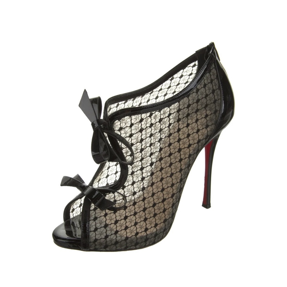Christian Louboutin Patent Leather & Lace Heels - Size 37.5 (7.5 US)